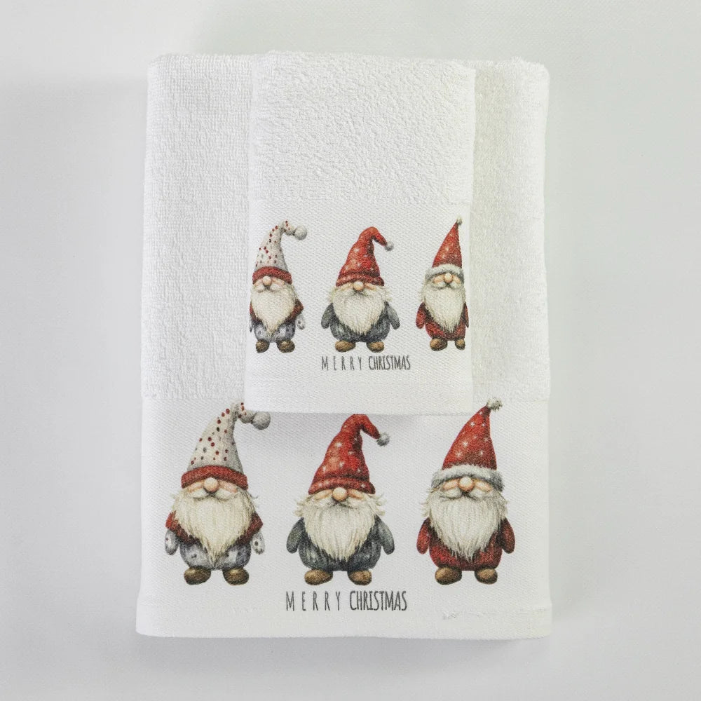 Πετσέτες Χριστουγεννιάτικες Σετ 2ΤΜΧ Festive Gnomes Λευκό από την εταιρεία Borea Home Textiles