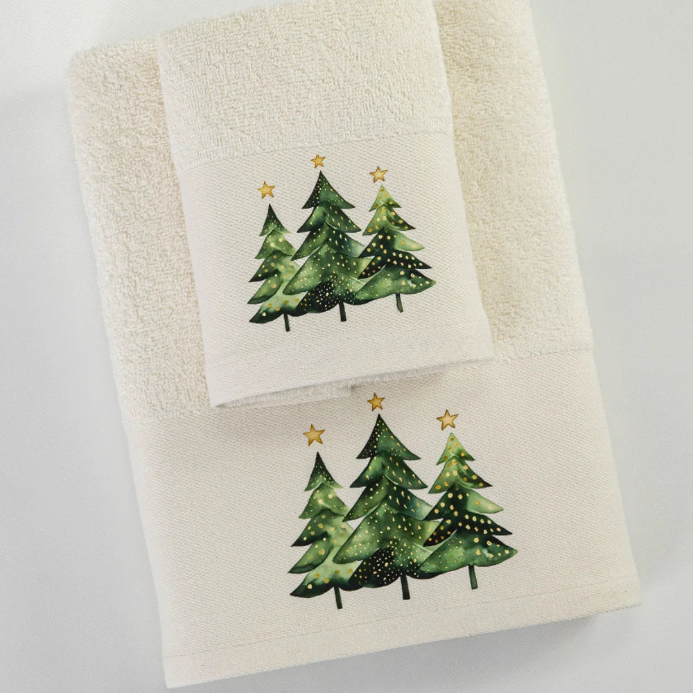 Πετσέτες Χριστουγεννιάτικες Σετ 2ΤΜΧ Fir Εκρού από την εταιρεία Borea Home Textiles