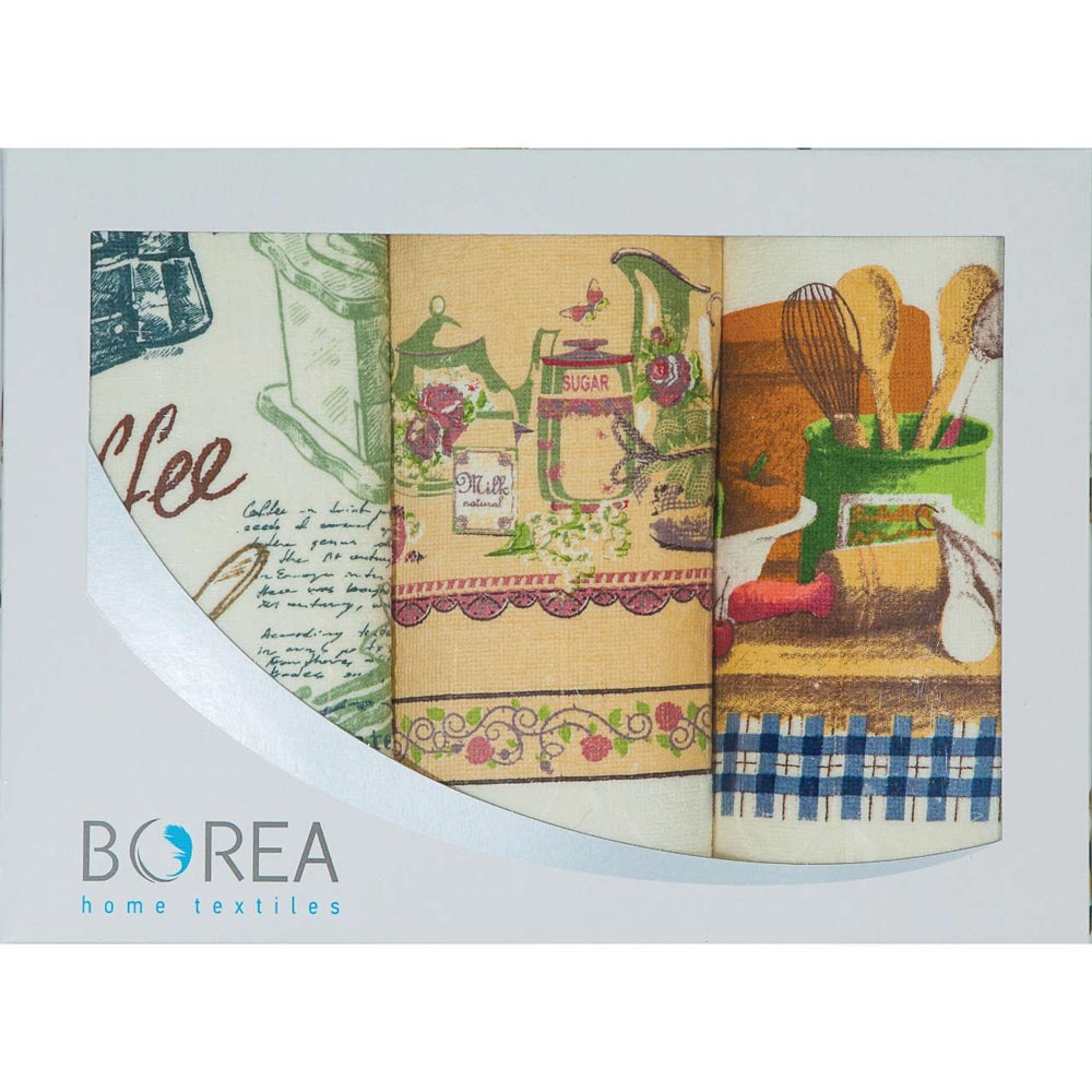 Ποτηρόπανα Κουζίνας Κρόσσι Σετ 3ΤΜΧ από την εταιρεία Borea Home Textiles