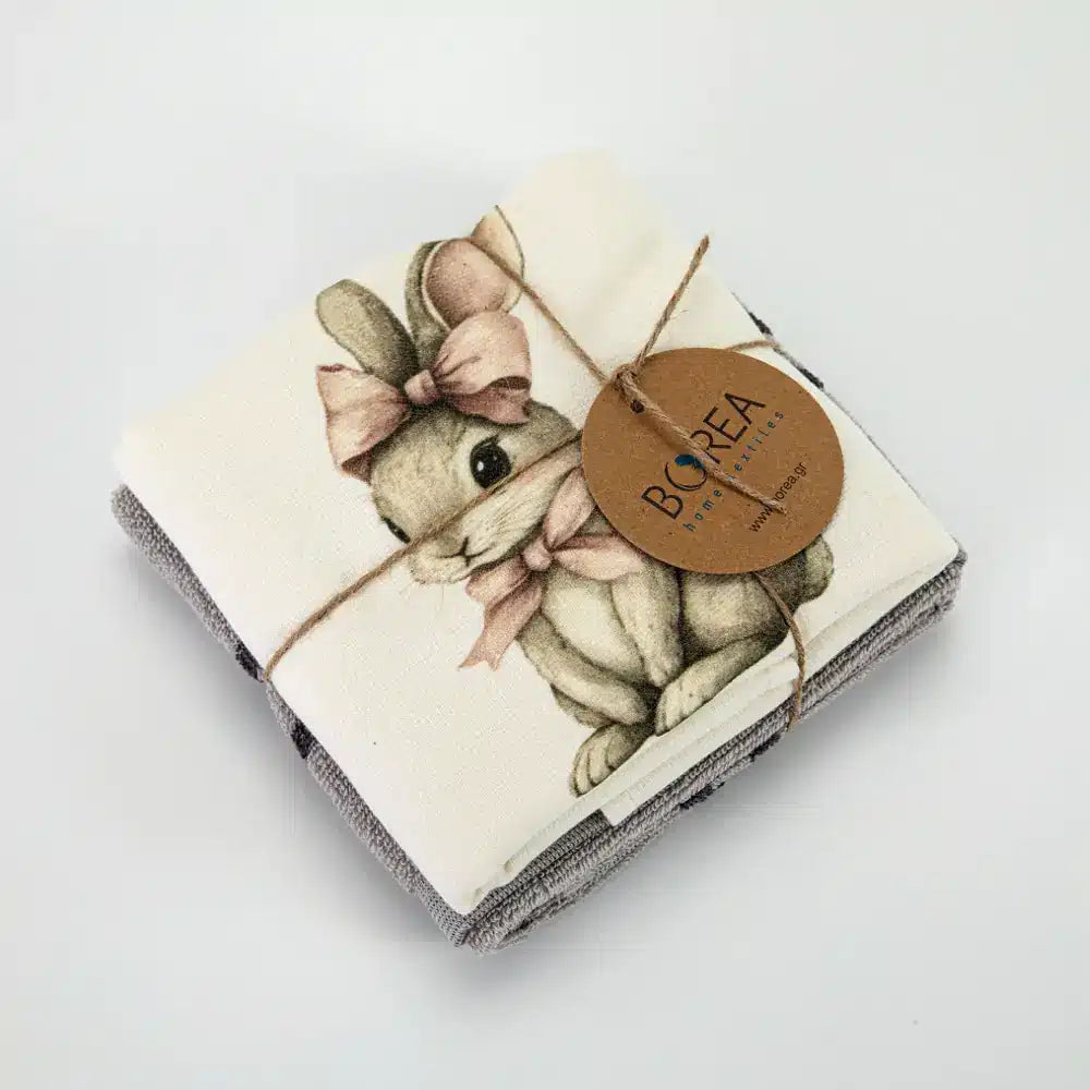 Ποτηρόπανα Κουζίνας Pink Rabbit Σετ 2ΤΜΧ