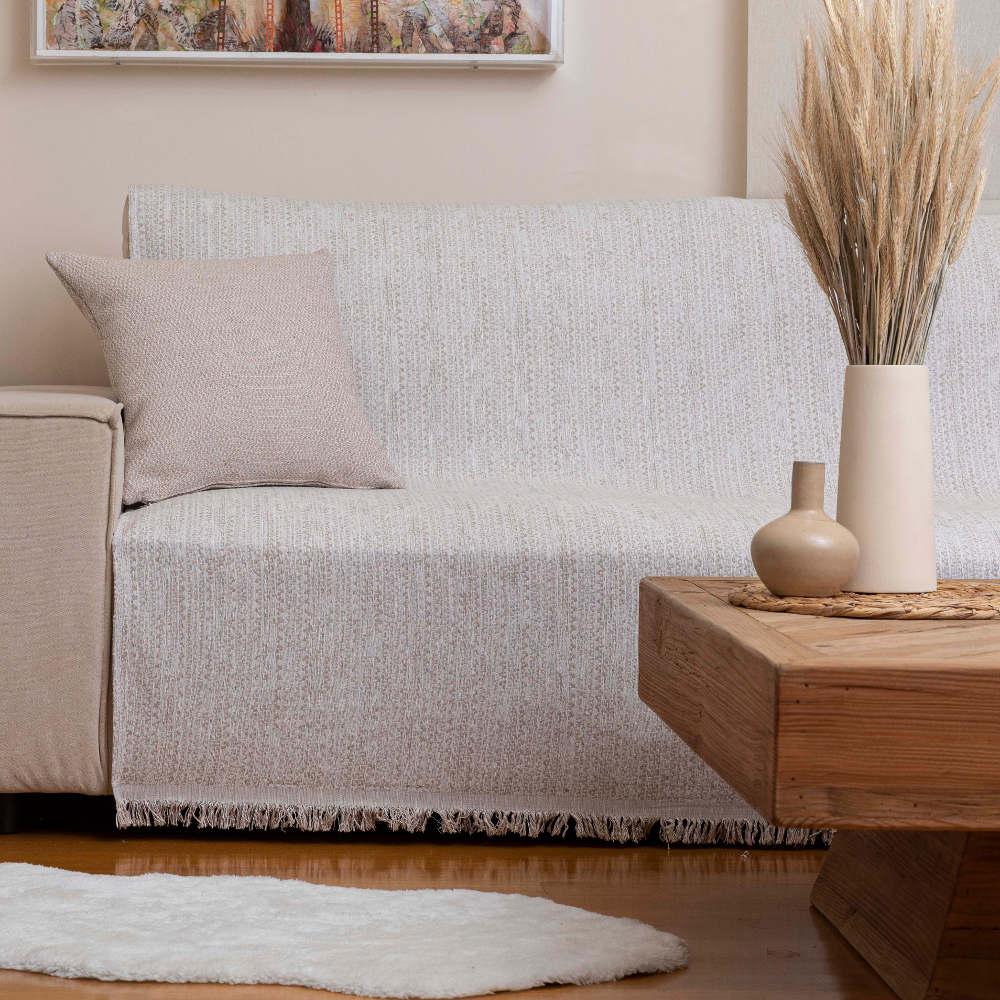 Ριχτάρι Βαμβακερό Πολυθρόνας Boho Εκρού 180 x 180 cm ΜΟΝΟΘΕΣΙΟ από την εταιρεία Borea Home Textiles