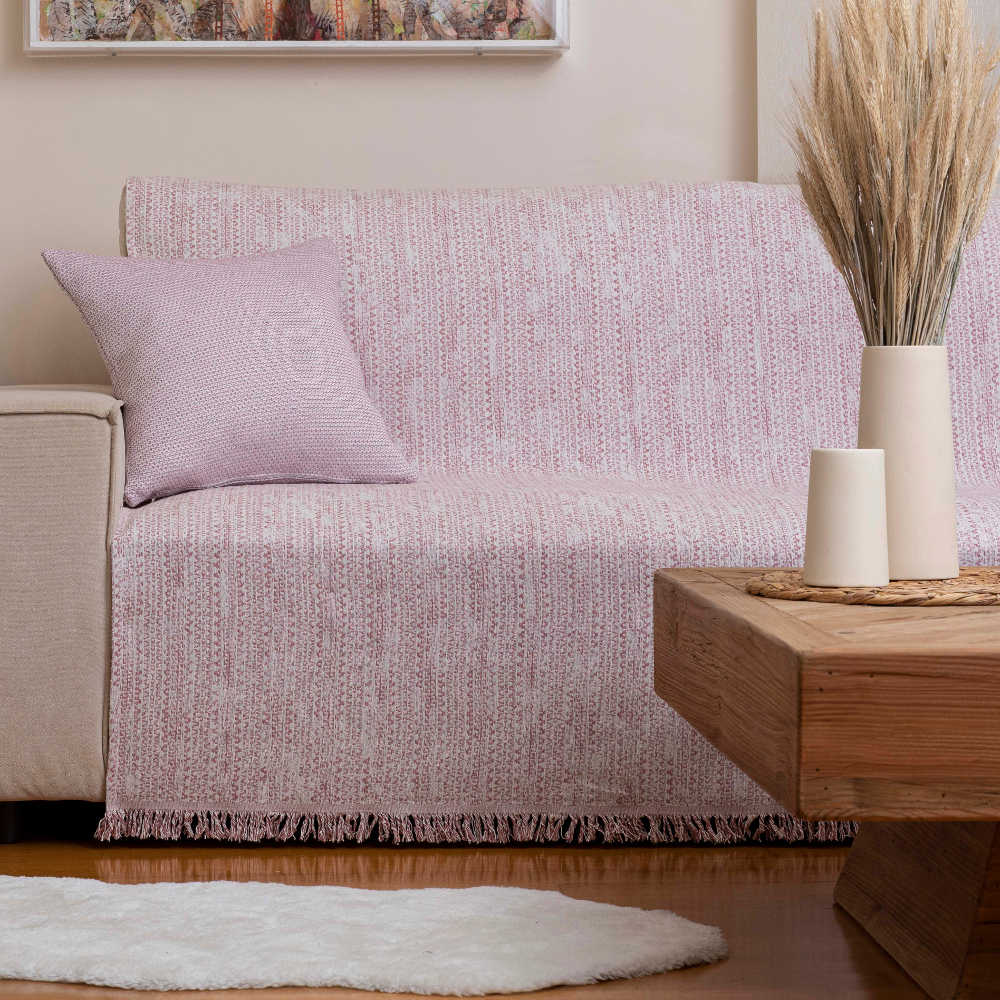 Ριχτάρι Βαμβακερό Πολυθρόνας Boho Ροζέ 180 x 180 cm ΜΟΝΟΘΕΣΙΟ από την εταιρεία Borea Home Textiles