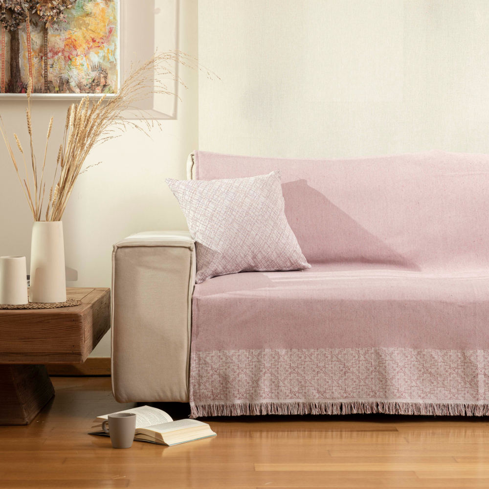 Ριχτάρι Βαμβακερό Τετραθέσιο Iris Ροζέ 180 x 350 cm ΤΕΤΡΑΘΕΣΙΟ από την εταιρεία Borea Home Textiles