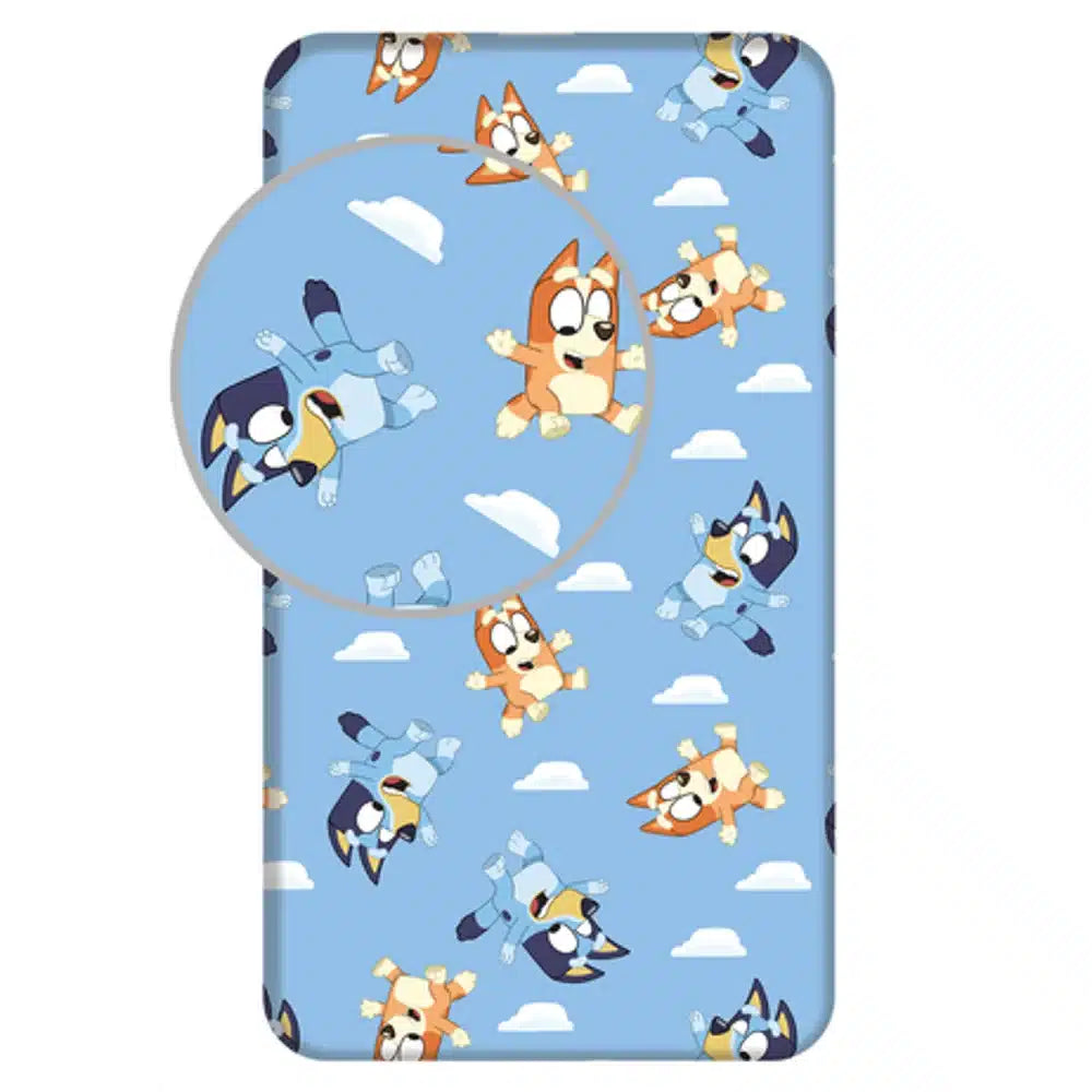 Σεντόνι Βαμβακερό Bluey Μονό Με Λάστιχο από την εταιρεία Borea Home Textiles