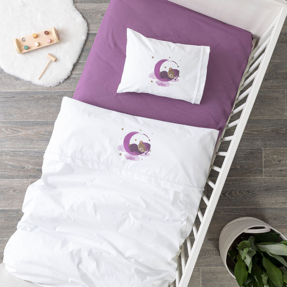 Κουβέρτα Κούνιας Sleeping Bear Μωβ από την εταιρεία Borea Home Textiles