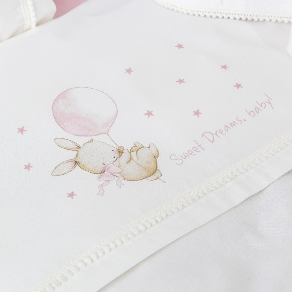 Σεντόνια Κούνιας Σετ Sweet Dreams Baby Λευκό-Ροζ από την εταιρεία Borea Home Textiles