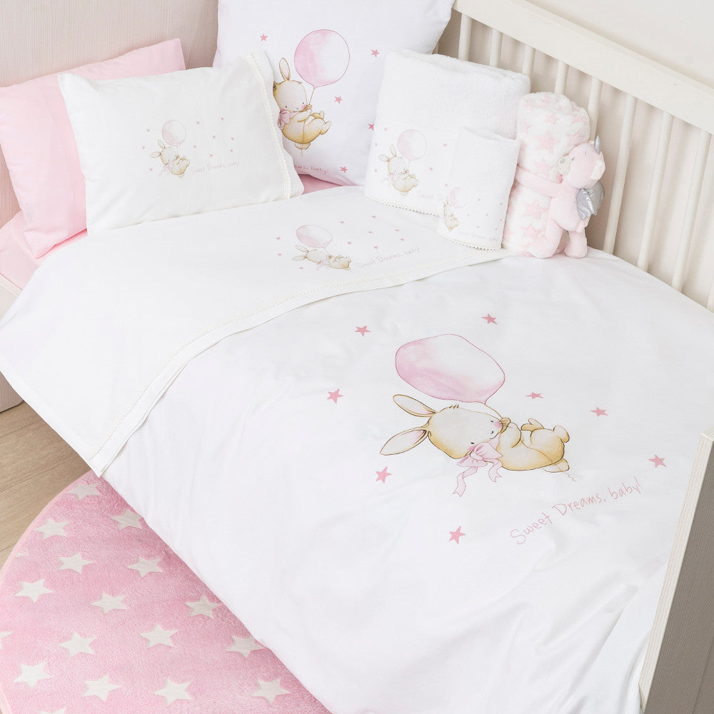 Παπλωματοθήκη Κούνιας Sweet Dreams Baby Λευκό-Ροζ από την εταιρεία Borea Home Textiles