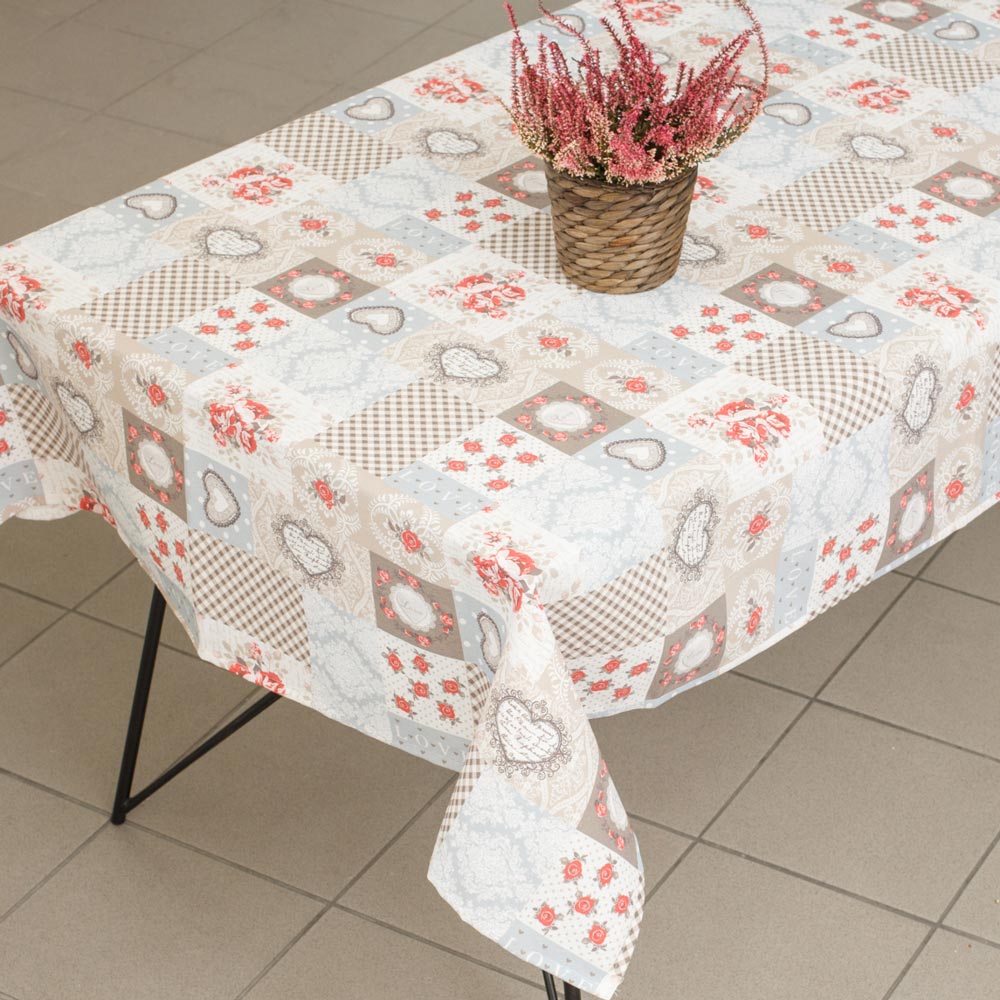 Τραπεζομάντηλο Hearts Μπεζ 140 X 140, 140 X 180, 140 X 220, 140 X 260 από την εταιρεία Borea Home Textiles