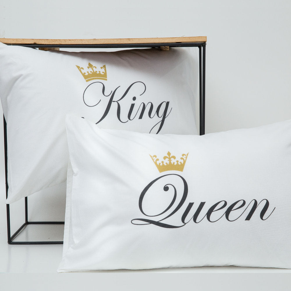 Ζεύγος Μαξιλαροθήκες Queen&King από την εταιρεία Borea Home Textiles